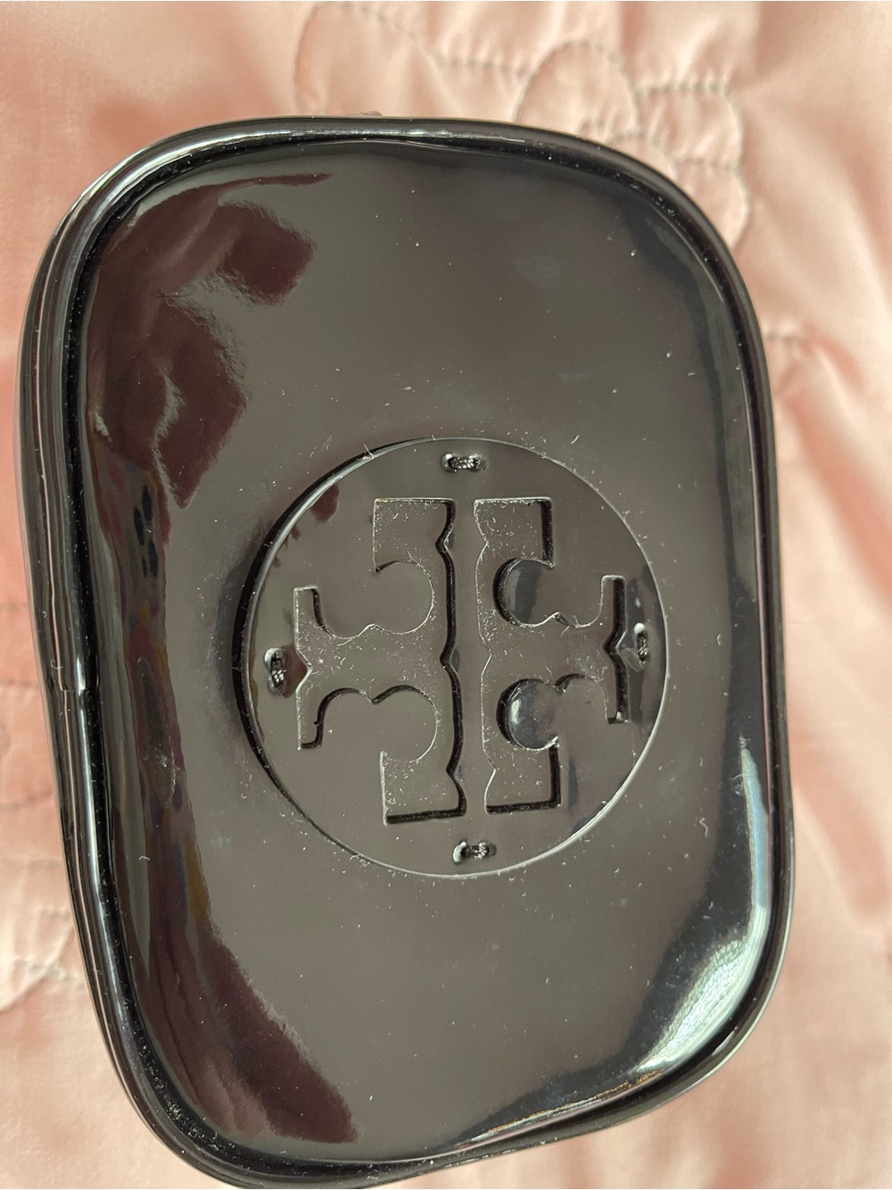 Tory Burch Glossy Black Double-T Cosmetic Case